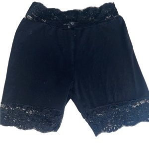 Current Mood Black Biker Shorts w/ Black Lacey Trim - Size Medium